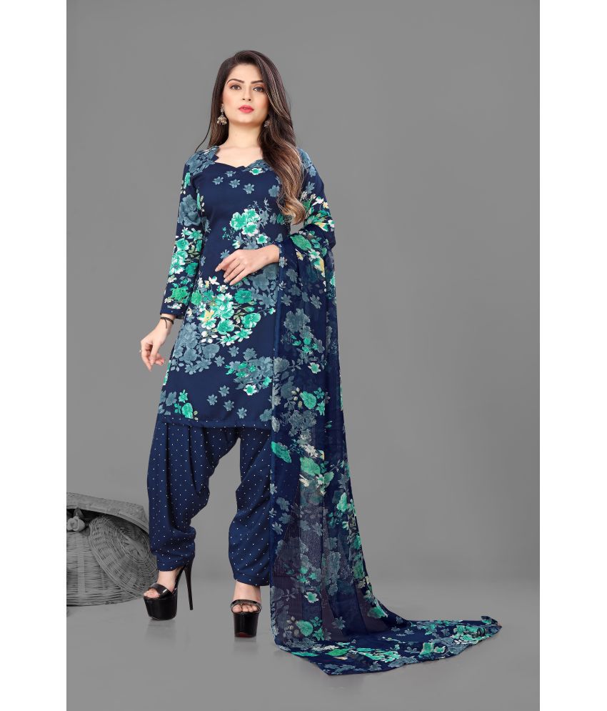     			Anand Unstitched Crepe Printed Dress Material - Blue ( Pack of 1 )