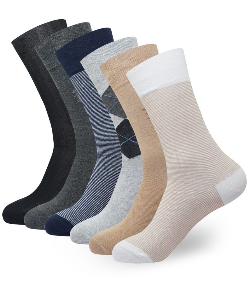     			Balenzia Cotton Blend Men's Self Design Multicolor Mid Length Socks ( Pack of 6 )