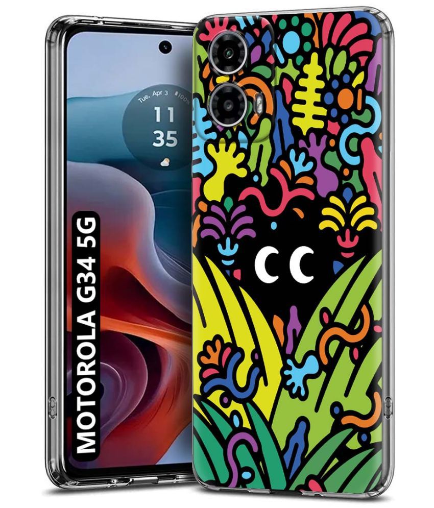    			Fashionury Multicolor Printed Back Cover Silicon Compatible For MOTOROLA G34 5G ( Pack of 1 )