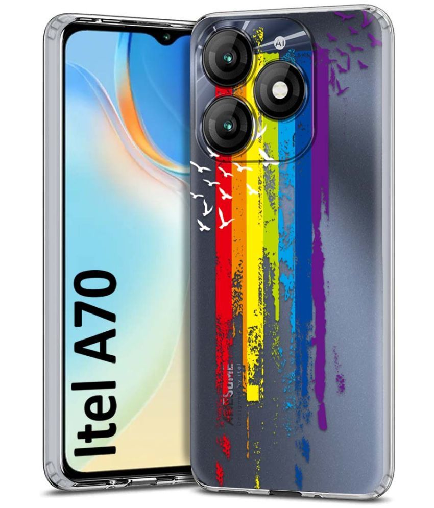     			Fashionury Multicolor Printed Back Cover Silicon Compatible For Itel A70 ( Pack of 1 )