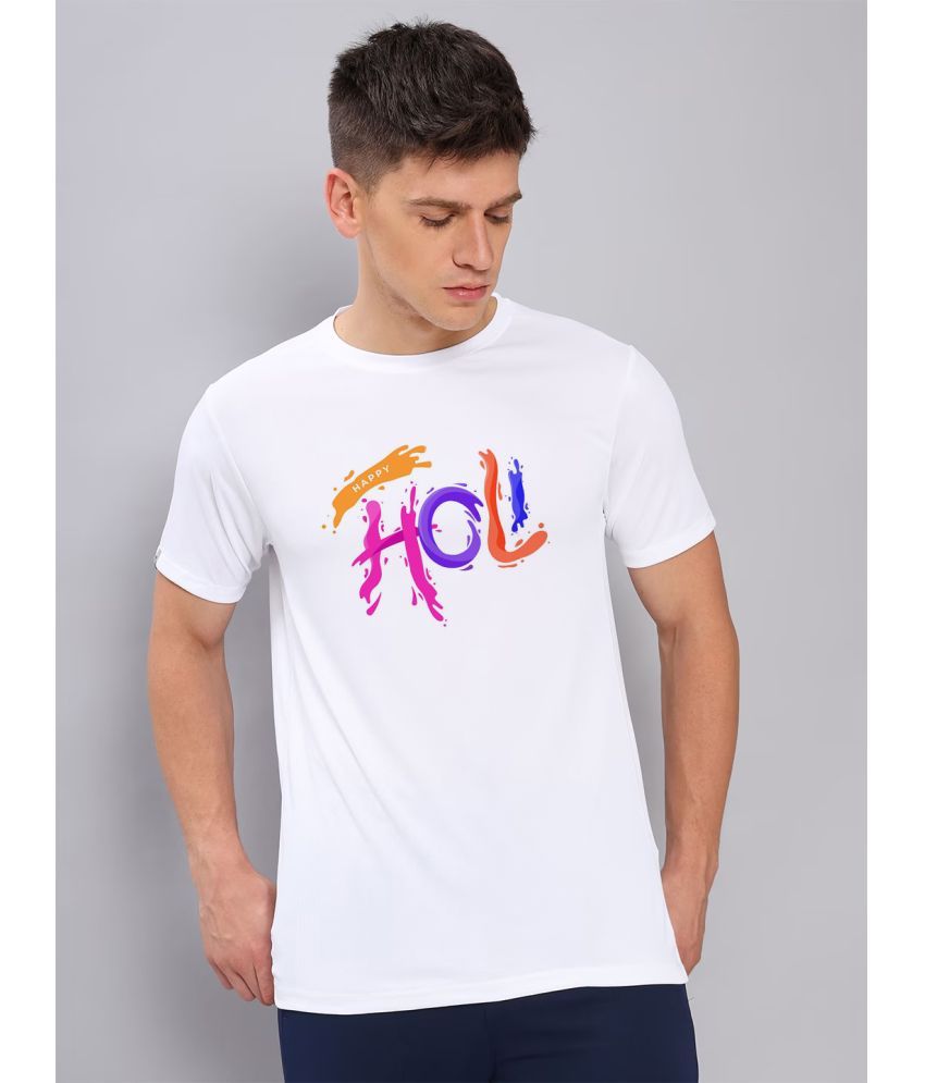     			GET GOLF Cotton Blend Regular Fit Printed Half Sleeves Men's Holi T-Shirt  - White ( Pack of 1 )