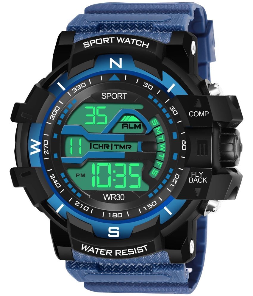     			Hala Blue Resin Digital Men's Watch