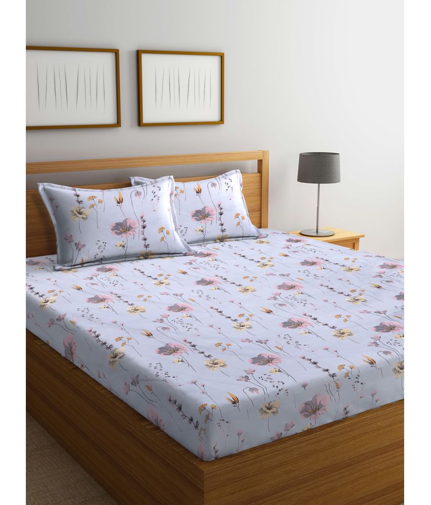     			Klotthe Poly Cotton Floral 1 Double Bedsheet with 2 Pillow Covers - Multicolor