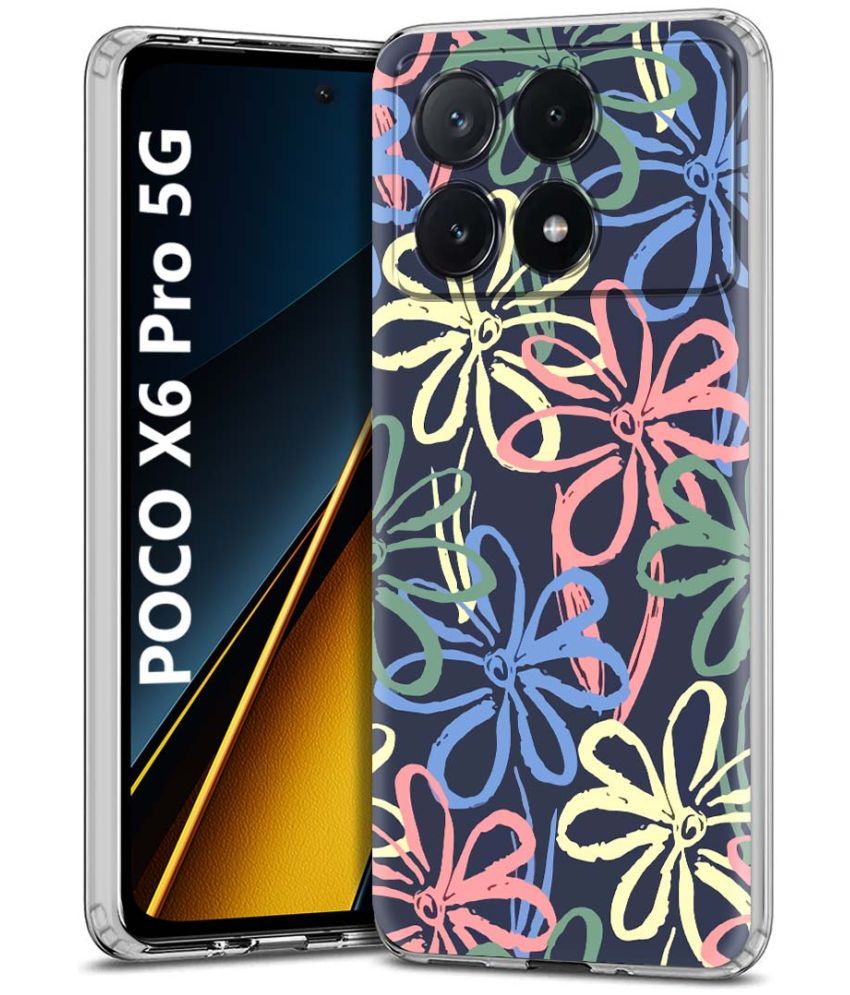     			NBOX Multicolor Printed Back Cover Silicon Compatible For POCO X6 Pro 5G ( Pack of 1 )