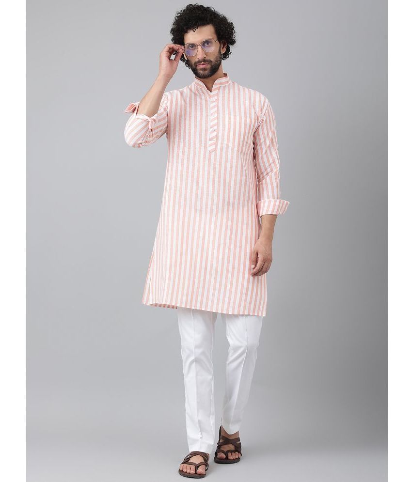     			RIAG Peach Cotton Regular Fit Men's Kurta Pyjama Set ( Pack of 1 )
