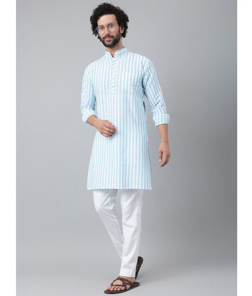     			RIAG Sky Blue Cotton Regular Fit Men's Kurta Pyjama Set ( Pack of 1 )