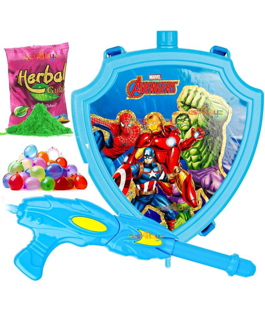     			Zest 4 Toyz Holi Pichkari Watergun for Kids High Pressure Pichkari Toy with Back Holding Tank Holi Combo of 1 Pkt Gulal Color & 100 Water Balloons for Boys & Girls-Capacity-2.1 LTR