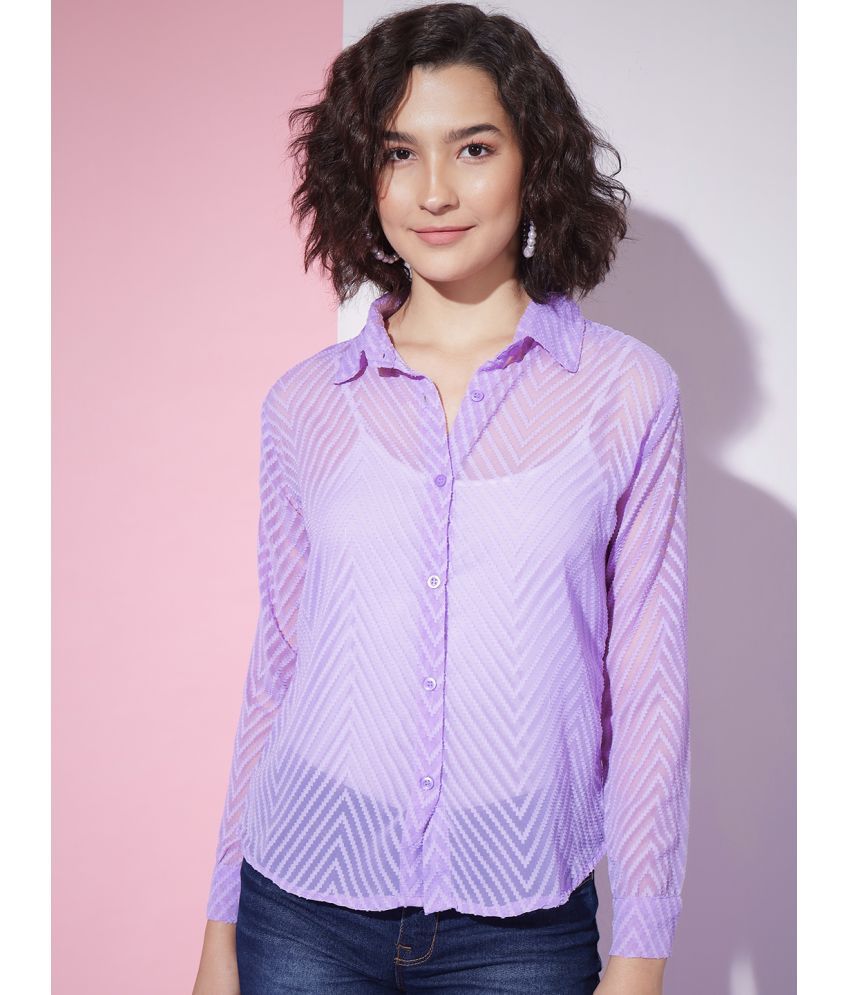     			BuyNewTrend Purple Cotton Blend Women's Shirt Style Top ( Pack of 1 )
