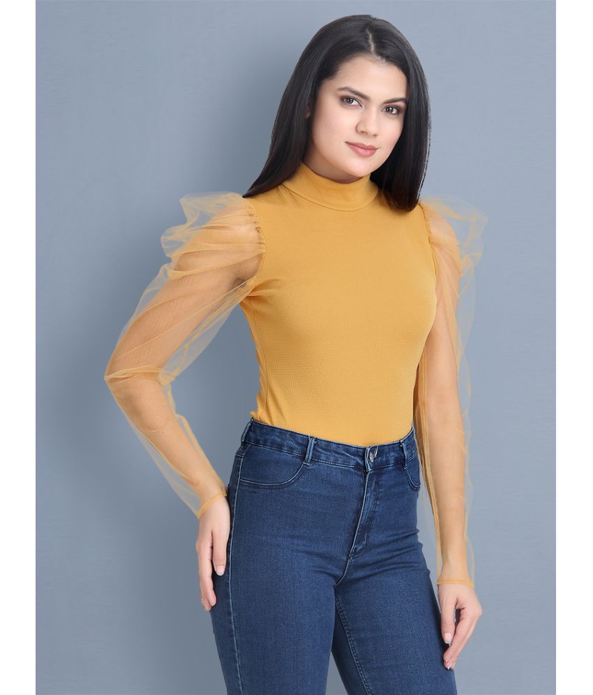     			BuyNewTrend Yellow Cotton Blend Women's Regular Top ( Pack of 1 )