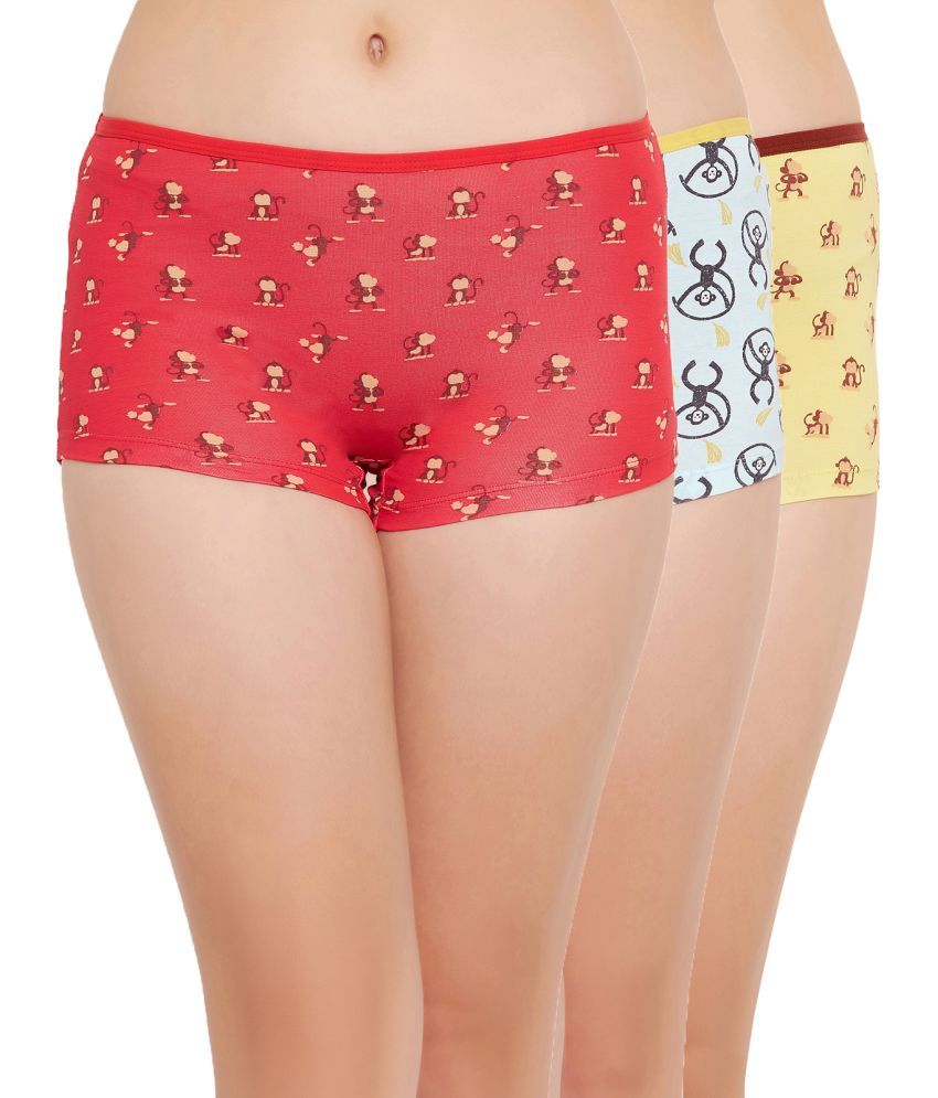     			Clovia Multi Color Cotton Printed Women's Boy Shorts ( Pack of 3 )