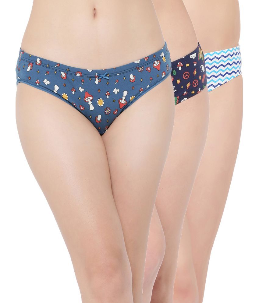     			Clovia Pack of 3 Cotton Printed Women's Bikini ( Multi Color )