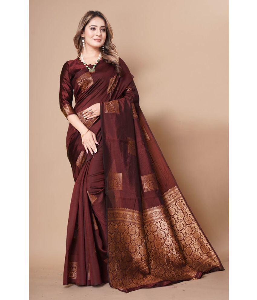     			ISARA Banarasi Silk Woven Saree With Blouse Piece - Maroon ( Pack of 1 )