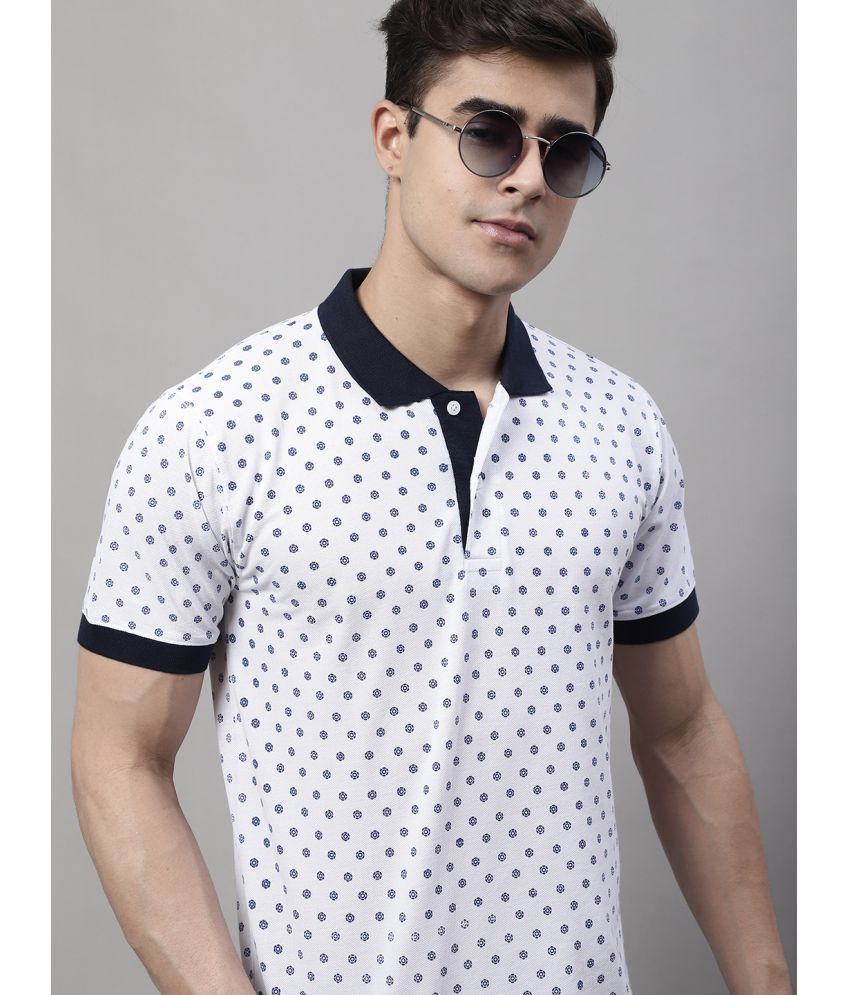     			OBAAN Cotton Blend Regular Fit Printed Half Sleeves Men's Polo T Shirt - White ( Pack of 1 )