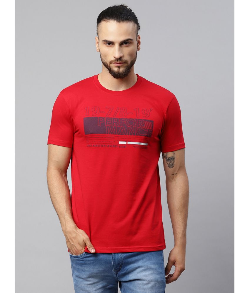     			Rodamo Cotton Blend Slim Fit Printed Half Sleeves Men's T-Shirt - Red ( Pack of 1 )