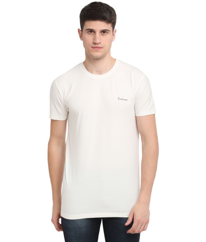     			Rodamo Cotton Blend Slim Fit Solid Half Sleeves Men's T-Shirt - White ( Pack of 1 )