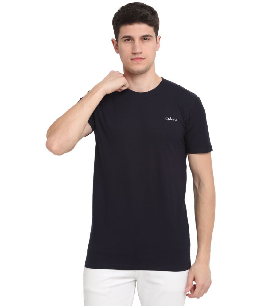     			Rodamo Cotton Blend Slim Fit Solid Half Sleeves Men's T-Shirt - Navy ( Pack of 1 )