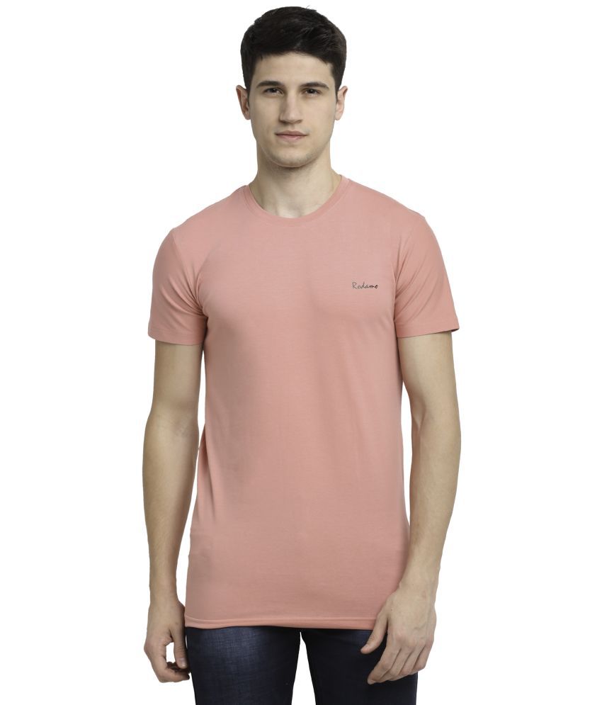     			Rodamo Cotton Blend Slim Fit Solid Half Sleeves Men's T-Shirt - Peach ( Pack of 1 )
