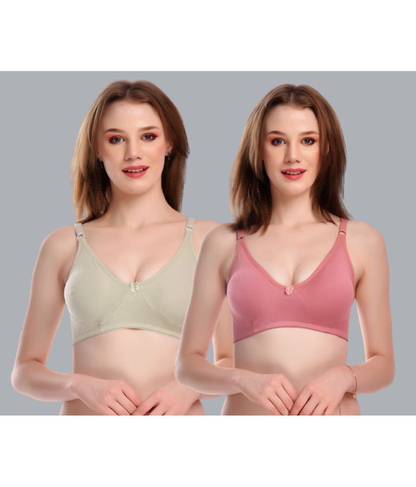     			Viral Girl Pack of 2 Cotton Non Padded Women's Everyday Bra ( Pink ) SD-CANNY-L.GREEN-RUST