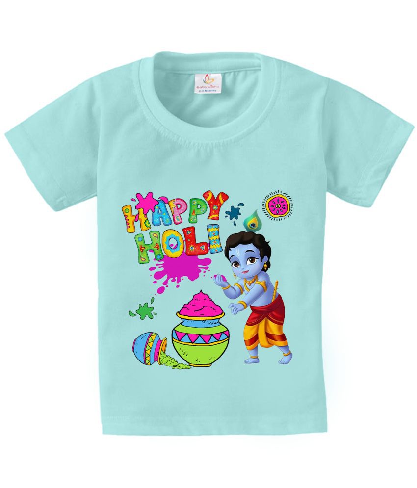     			babywish Sea Green Cotton Boy's Holi T-Shirt  ( Pack of 1 )