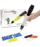 WOL3D Itouch Pace 3D Pen (White) for 3D Drawing; Art and Craft with free Stencil, Cloth and 3 Filaments