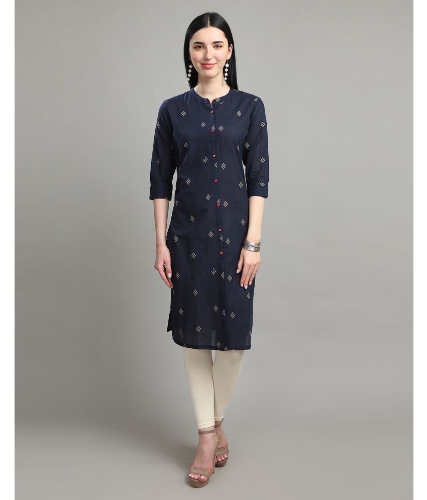     			Alena Cotton Printed Straight Women's Kurti - Navy ( Pack of 1 )