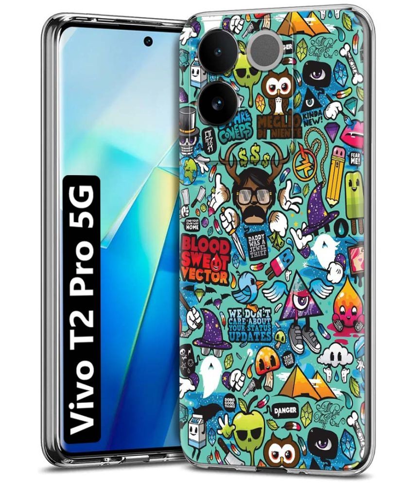     			Fashionury Multicolor Printed Back Cover Silicon Compatible For Vivo T2 Pro 5G ( Pack of 1 )