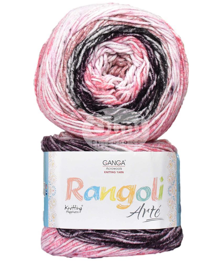    			GANGA Rangoli Arte Multi Rosewood 200 gmsWool Ball Hand Knitting Wool/Art Craft Soft Fingering Crochet Hook Yarn, Needle Knitting Yarn Thread Dyed-L Art-AEHA