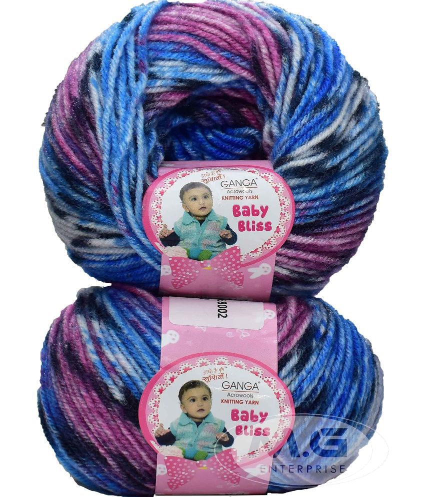    			Ganga 100% Acrylic Wool Rusty Blue (10 pc) Baby Soft 4 ply Wool Ball Hand Knitting Wool/Art Craft Soft Fingering Crochet Hook Yarn, Needle Knitting Yarn Thread dye. with Needle. J
