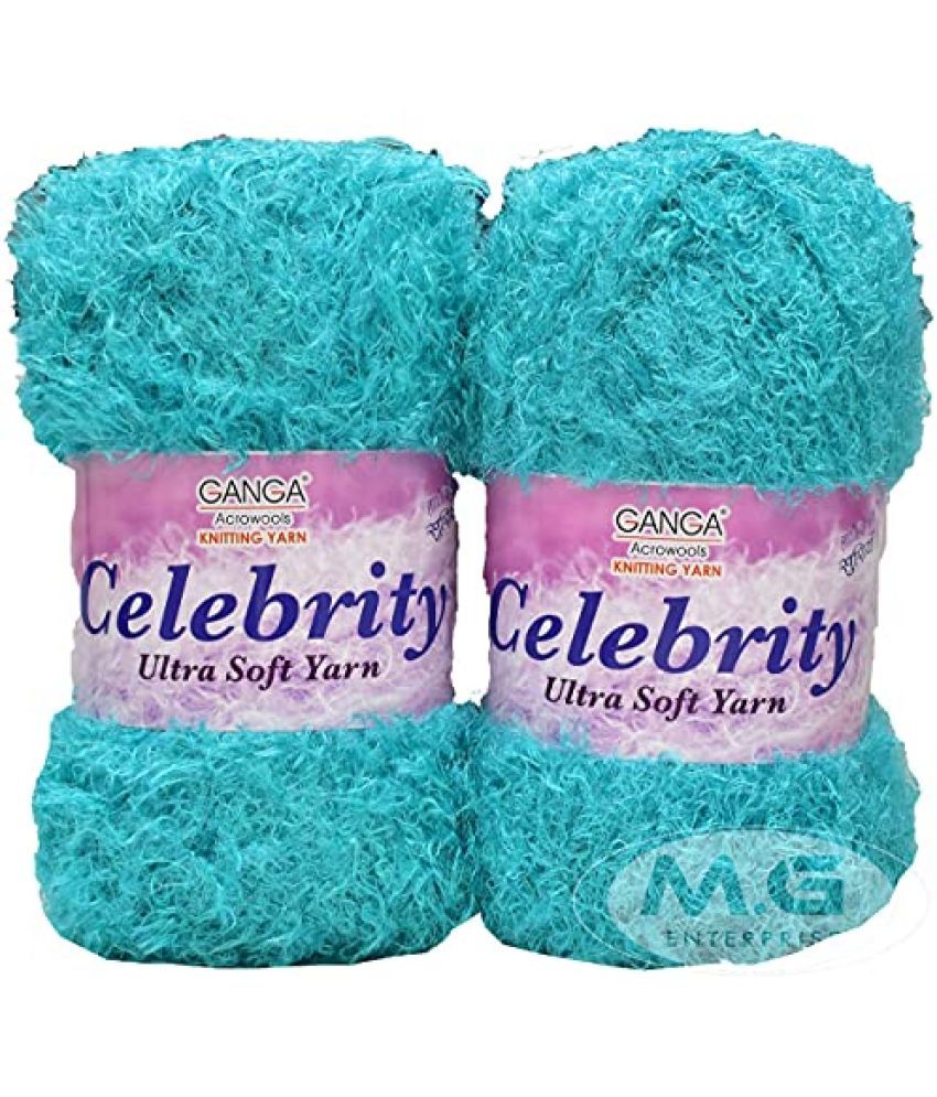     			Ganga Knitting Yarn Thick Chunky Wool, Celebrity Teal 400 gm Best Used with Knitting Needles, Crochet Needles Wool Yarn for Knitting, with Needle.-S