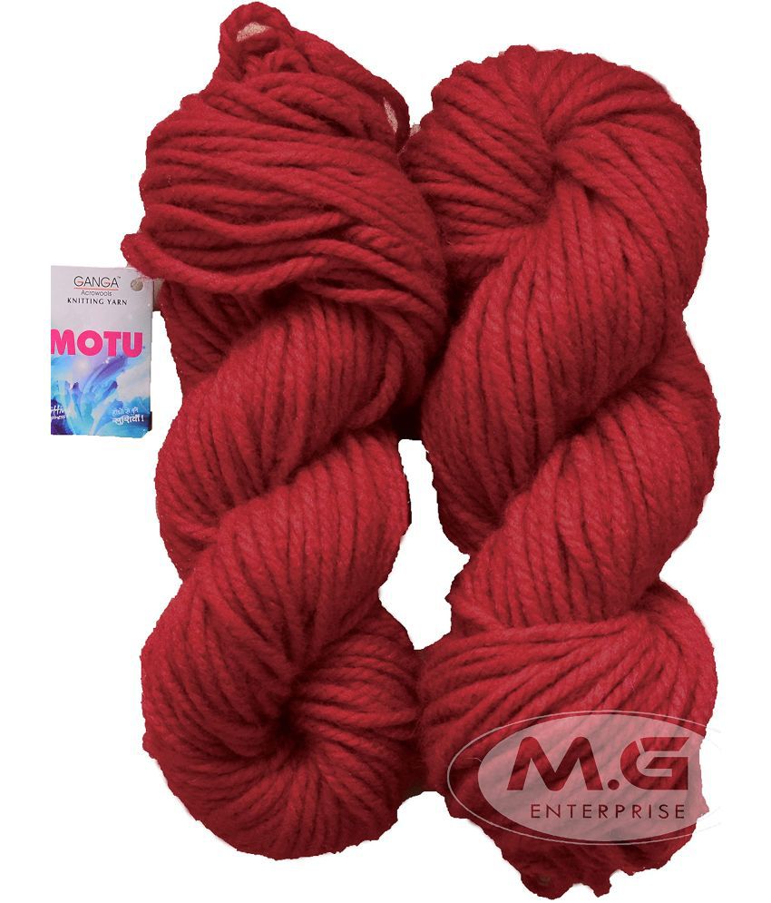     			Ganga Knitting Yarn Thick Chunky Wool, Motu Thick Yarn Red 500 gm Best Used with Knitting Needles, Crochet Needles Wool Yarn for Knitting - BBC