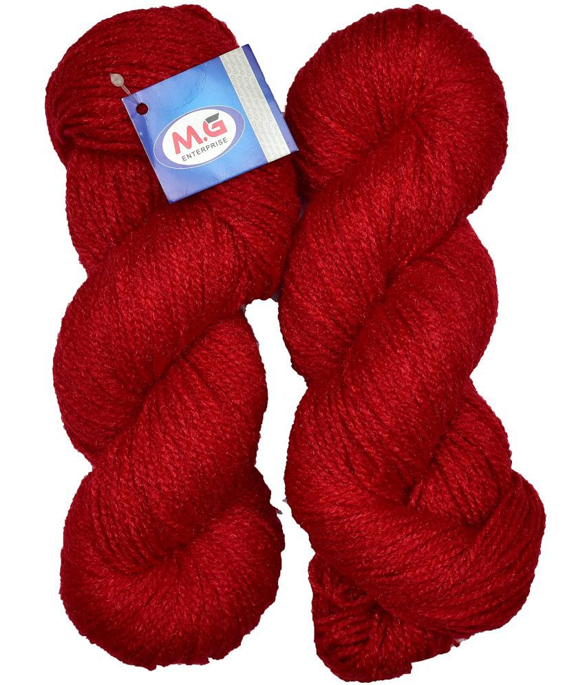     			Ganga RABIT Excel Deep Red (300 gm) Wool Hank Hand Knitting Wool/Art Craft Soft Fingering Crochet Hook Yarn, Needle Knitting Yarn Thread Dyed