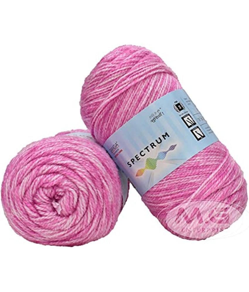    			Ganga Spectrum Pink Mix (200 gm) Wool Ball Hand Knitting Wool/Art Craft Soft Fingering Crochet Hook Yarn, Needle Knitting, with Needle.-M