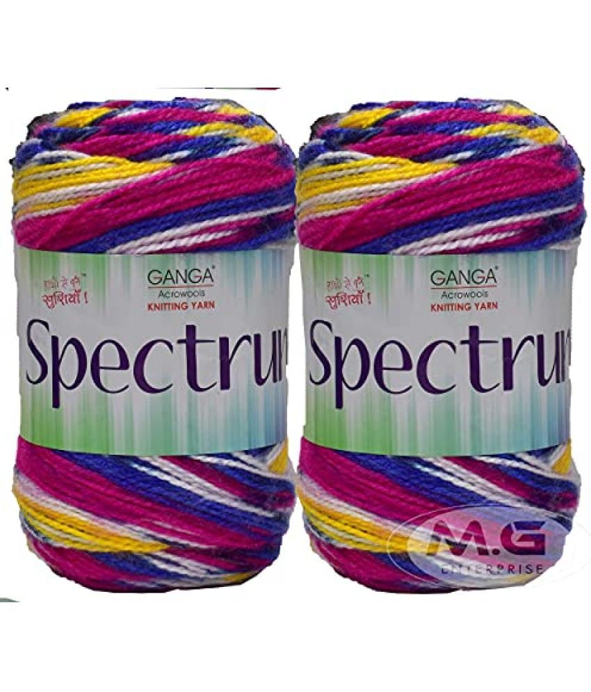     			Ganga Spectrum Real Azul (200 gm) Wool Ball Hand Knitting Wool/Art Craft Soft Fingering Crochet Hook Yarn, Needle Knitting, with Needle.-B