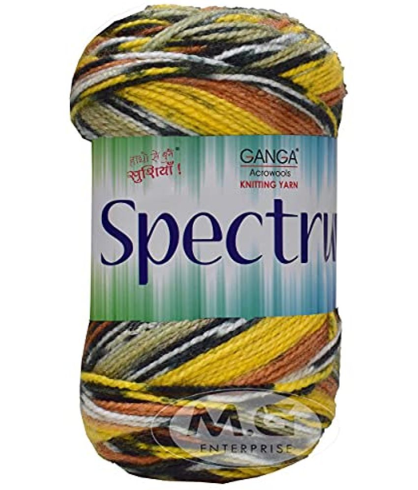     			Ganga Spectrum Ugadi (200 gm) Wool Ball Hand Knitting Wool/Art Craft Soft Fingering Crochet Hook Yarn, Needle Knitting, with Needle.-A