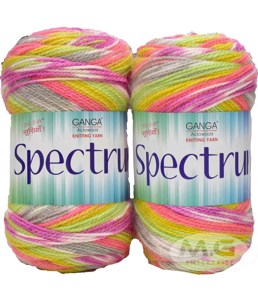     			Ganga Spectrum Wool Soft Fingering Hand Knitting Yarn Art Craft kit Yarn Thread Multi Colour Shade no.PTR1894 300gms
