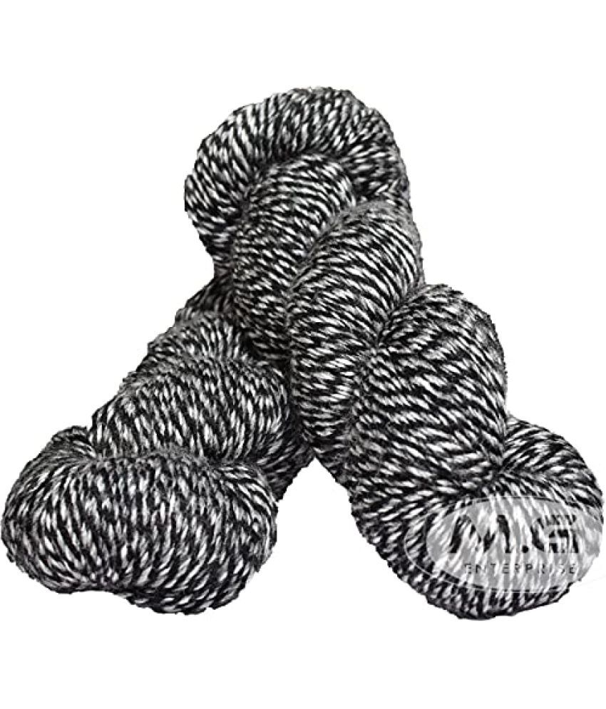     			Ganga Zinea Black-White (200 gm) Wool Thick Hank Hand Knitting Wool/Art Craft Soft Fingering Crochet Hook Yarn, Needle Knitting Yarn Thread dyedF
