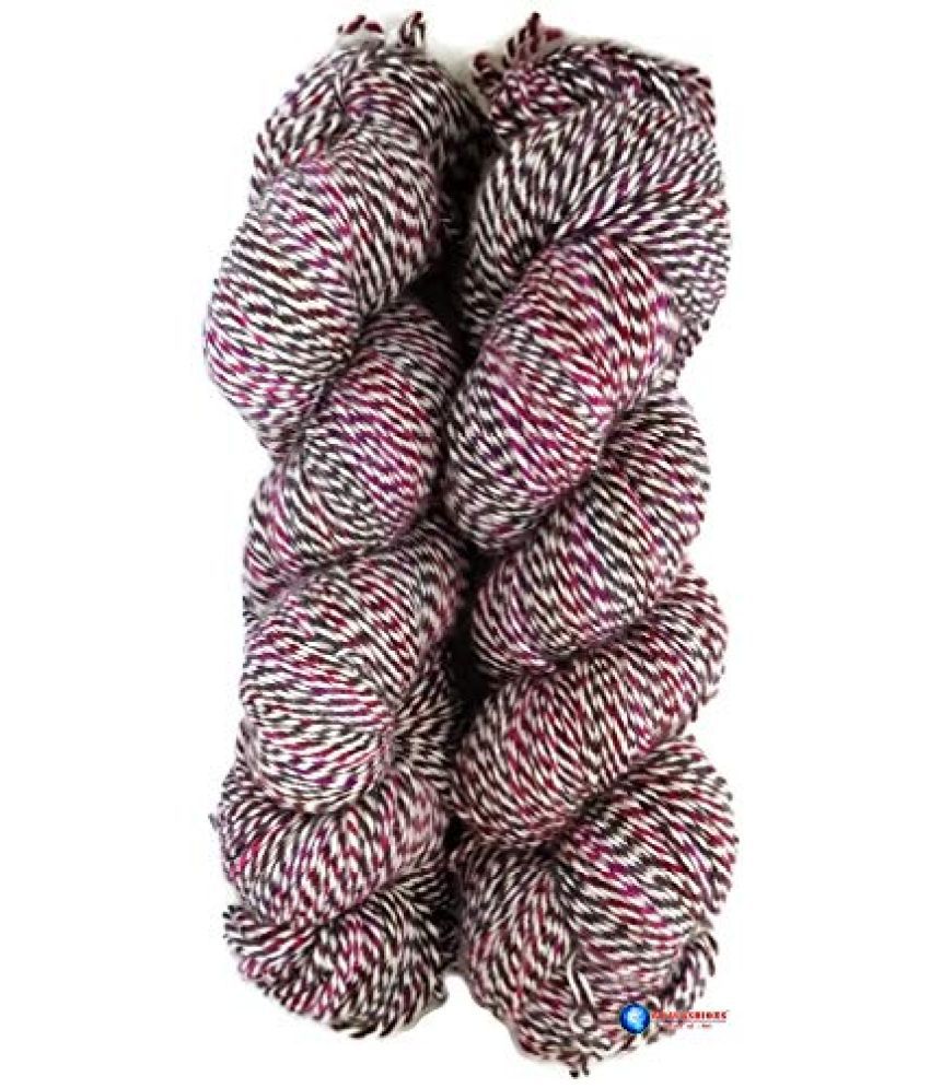     			Ganga Zinea Hand Knitting Yarn (Multi White Magenta) (Hanks-200gms)