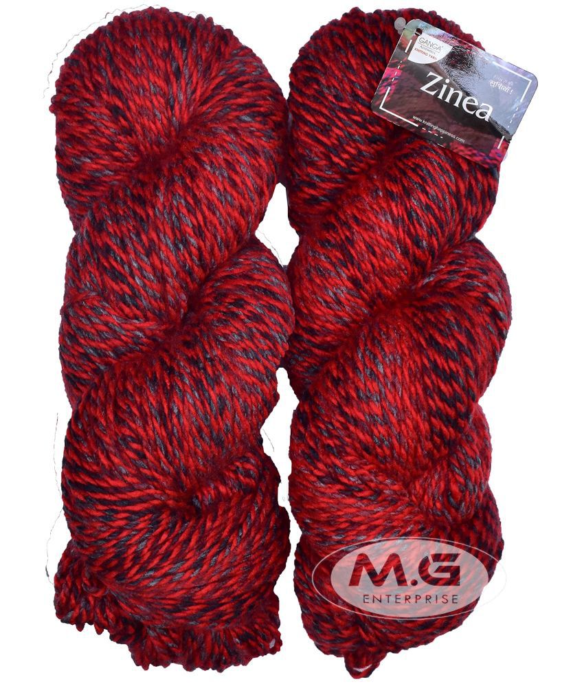     			Ganga Zinea Red Mix (300 gm) Wool Thick Hank Hand Knitting Wool/Art Craft Soft Fingering Crochet Hook Yarn, Needle Knitting Yarn Thread dyedR
