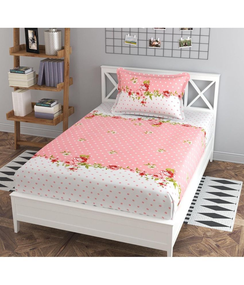     			JBTC cotton Floral Bedding Set 1 Bedsheet and 1 Pillow cover - pink