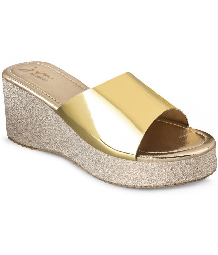     			JM Looks Gold Women's Slip On Heels