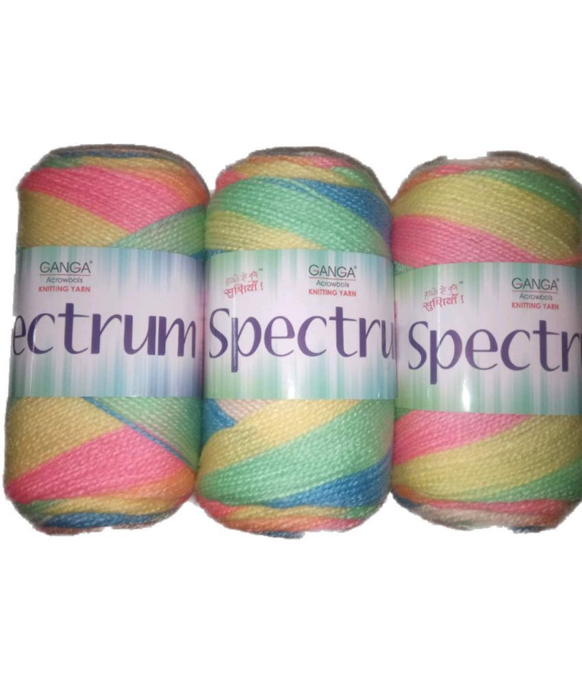     			NTGS GANGA 600 GMS Acrylic Spectrum Wool Hand Knitting Soft Fingering Yarn (Standard Size, Multi Neon Shade no.PTR0250)