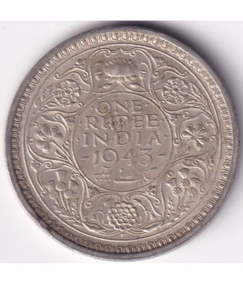     			Rare 1943 One Rupee Silver King George VI Coin