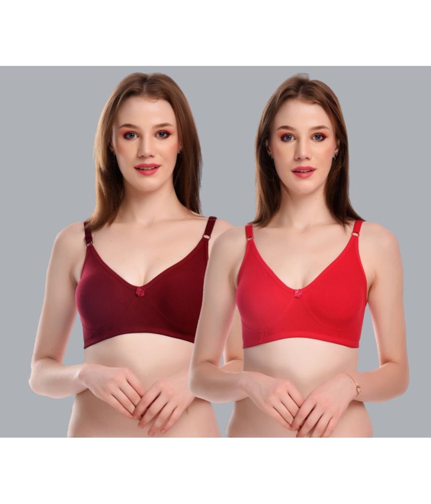     			Viral Girl Maroon Cotton Non Padded Women's Everyday Bra ( Pack of 2 )