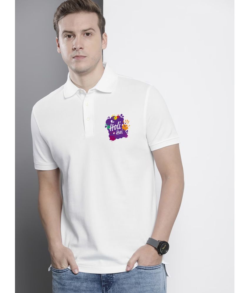     			GET GOLF Cotton Blend Regular Fit Printed Half Sleeves Men's Polo Holi T-Shirt  - White ( Pack of 1 )