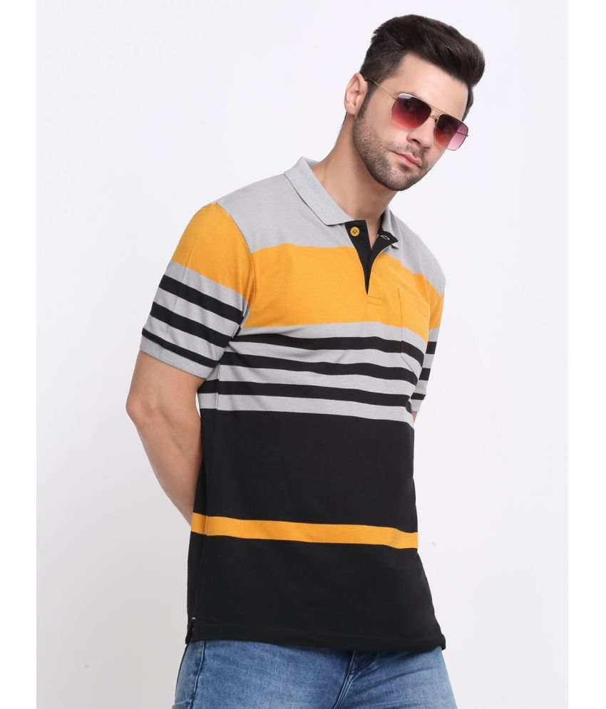     			HARBOR N BAY Cotton Blend Regular Fit Striped Half Sleeves Men's Polo T Shirt - Grey ( Pack of 1 )