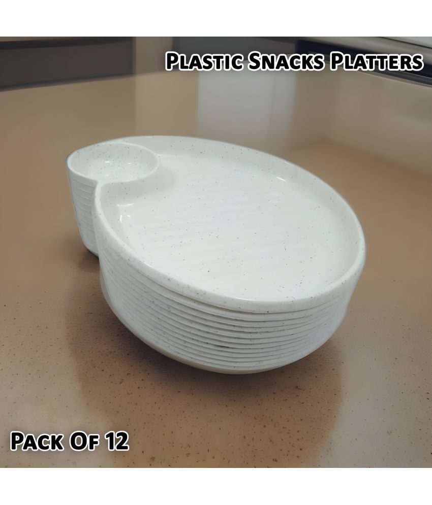     			Inpro 12 Pcs Plastic White Platter