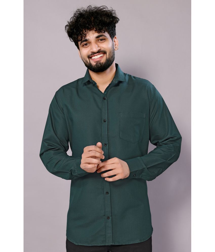     			Kashvi Cotton Blend Regular Fit Solids Full Sleeves Men's Casual Shirt - Green ( Pack of 1 )