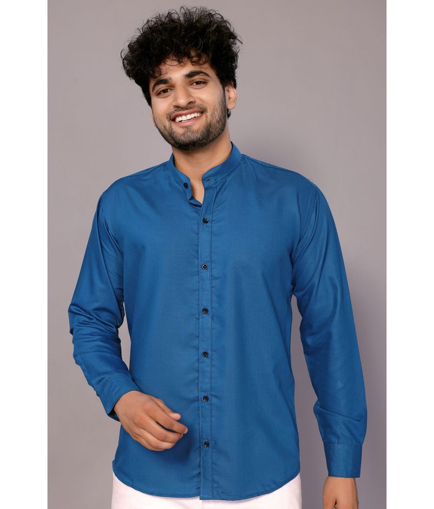     			Kashvi Cotton Blend Regular Fit Solids Full Sleeves Men's Casual Shirt - Blue ( Pack of 1 )