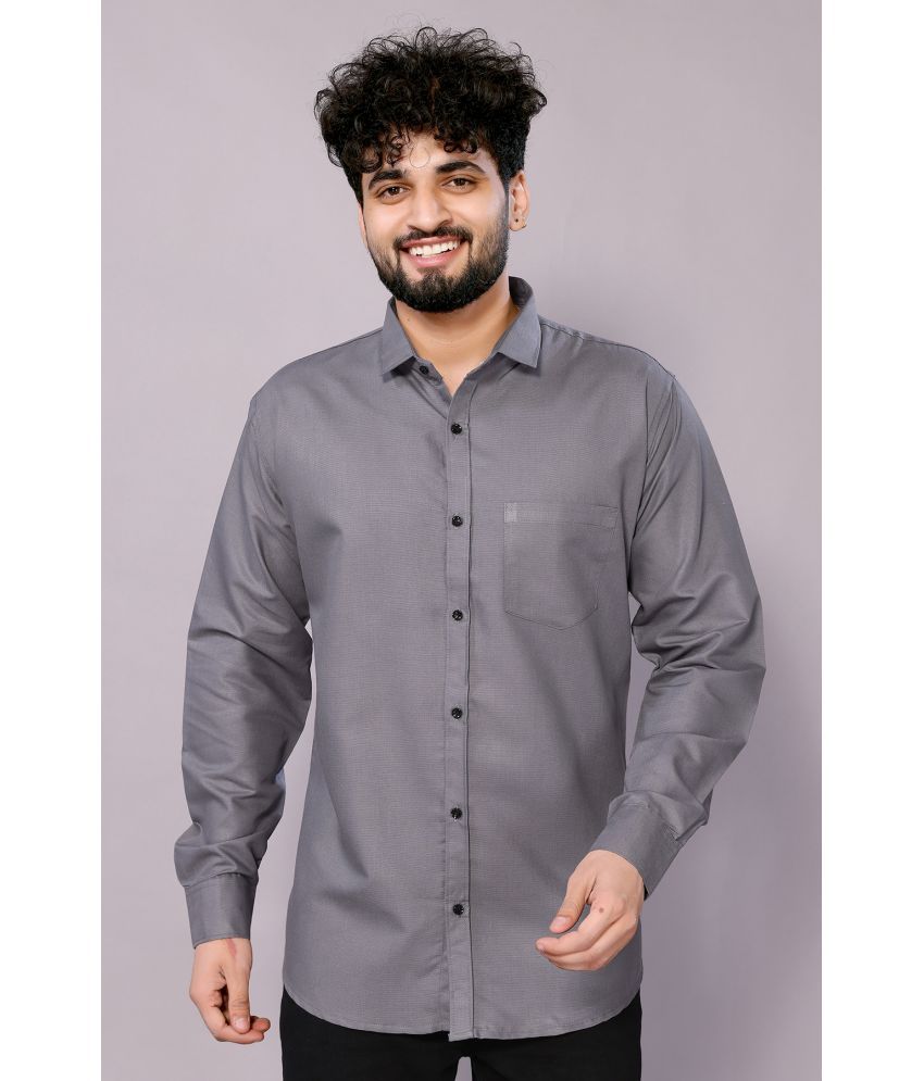     			Kashvi Cotton Blend Regular Fit Solids Full Sleeves Men's Casual Shirt - Grey ( Pack of 1 )