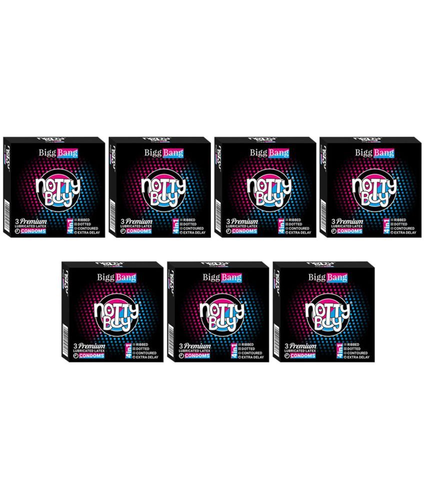     			NottyBoy 4IN1 Dots Ribs Contour Extra Delay Condoms - Set of 7, 21 Pcs